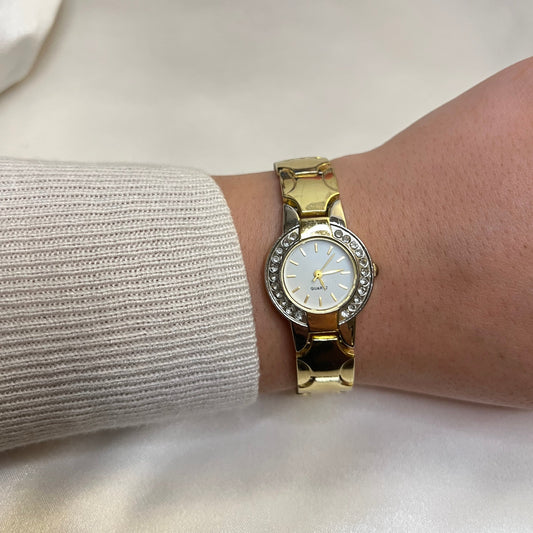 Two-Toned Diamanté Face Watch