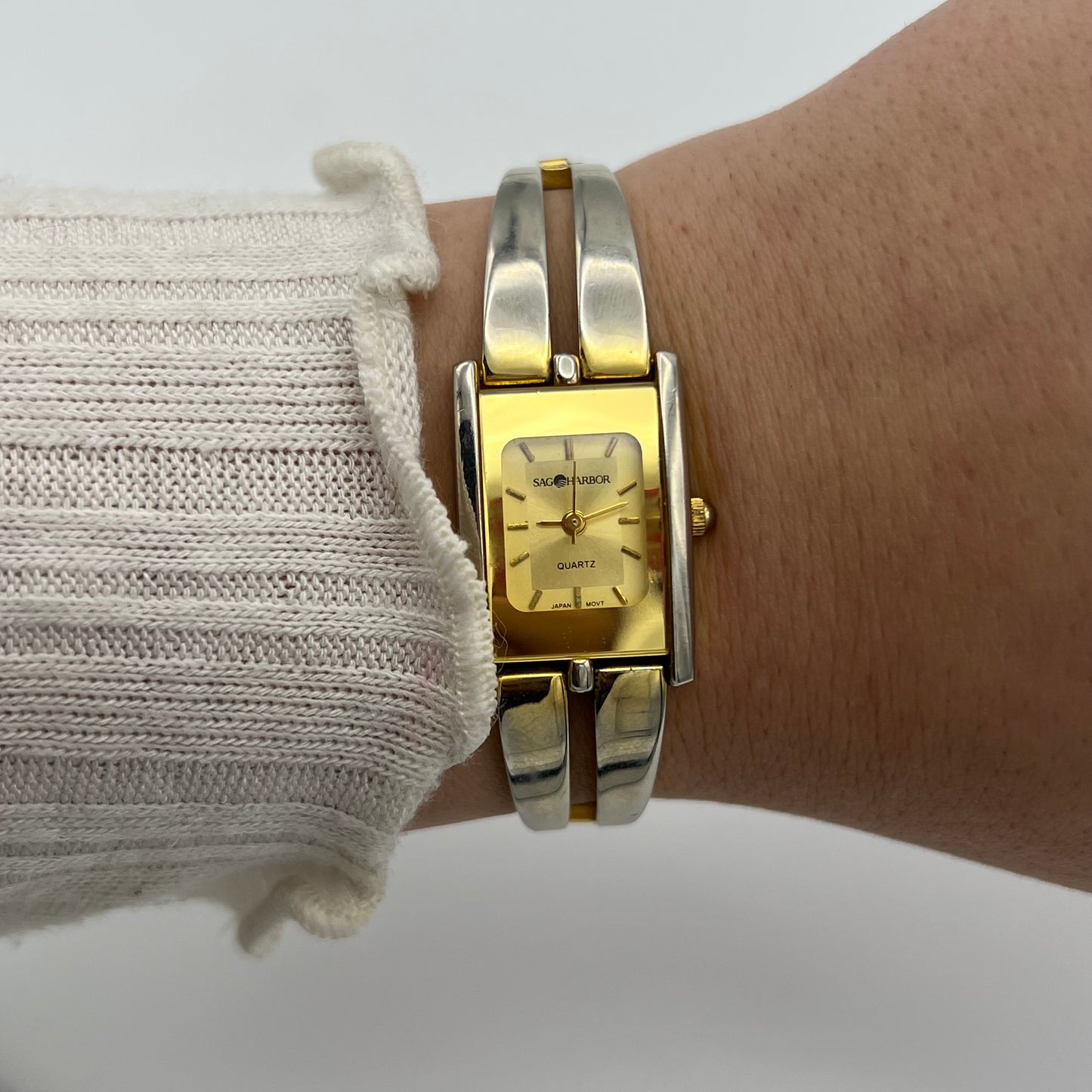 Gold-Toned Watch with Rectangle Dial