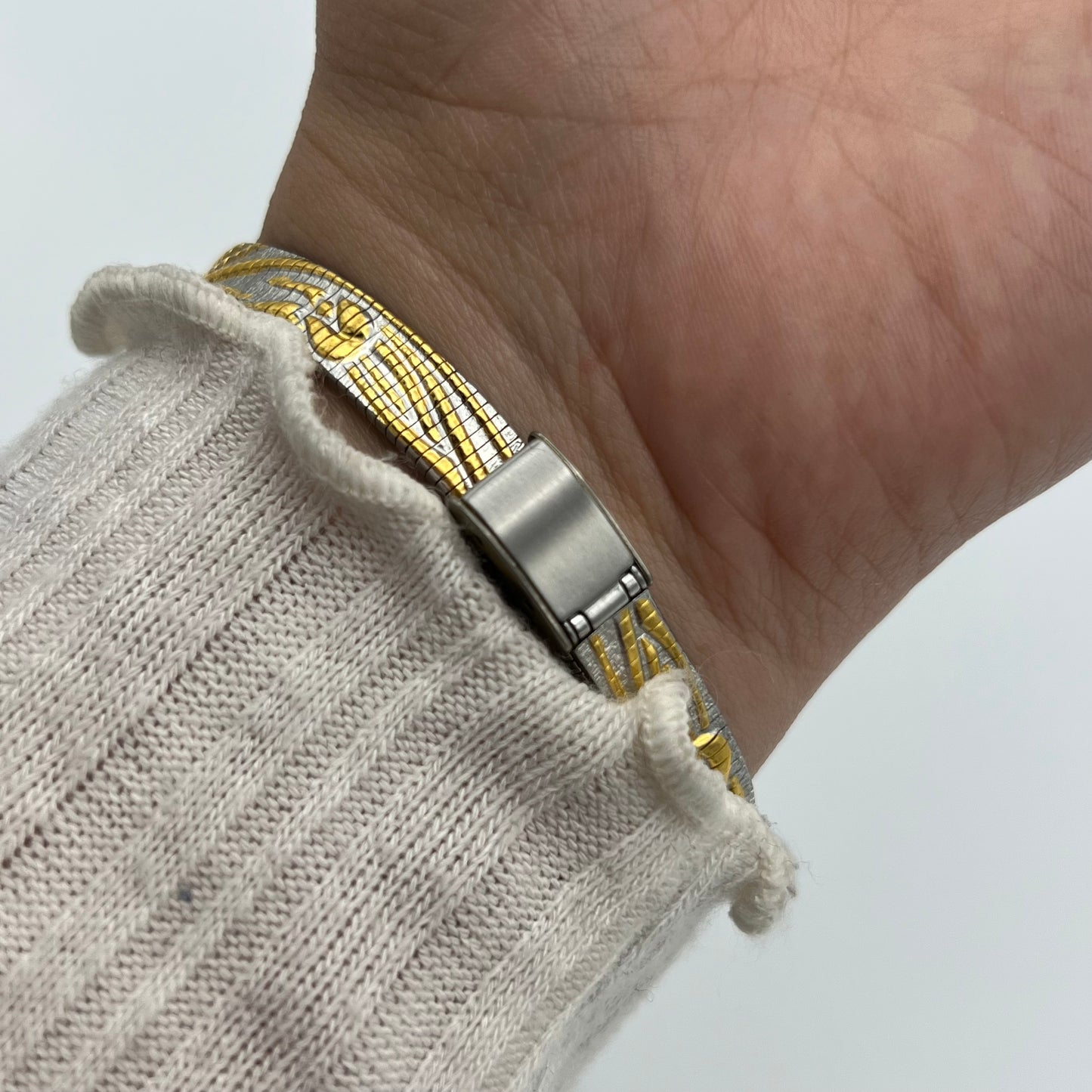 Two-Toned Embossed Flower Watch