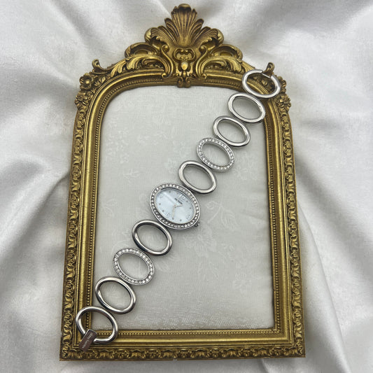 Diamanté Circle Strap Watch