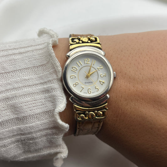 Brown & Black Reversible Strap Watch
