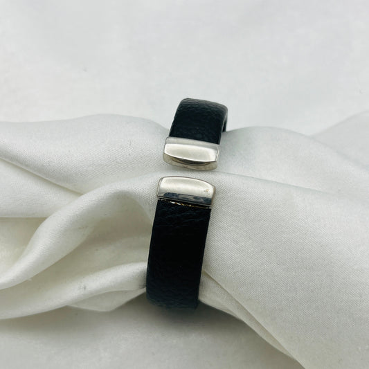 Black Leather Cuff Watch