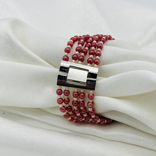 Pink Pearl Flower Gemstone Watch