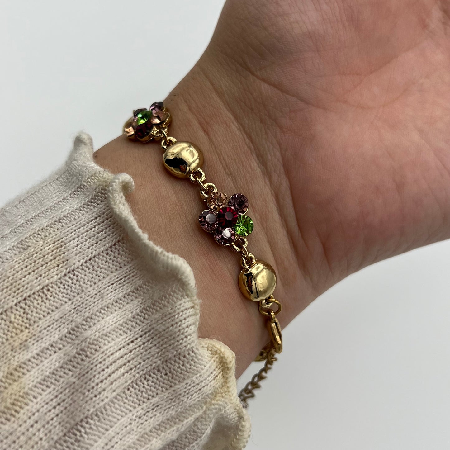 Colorful Gemstone Flower Bracelet