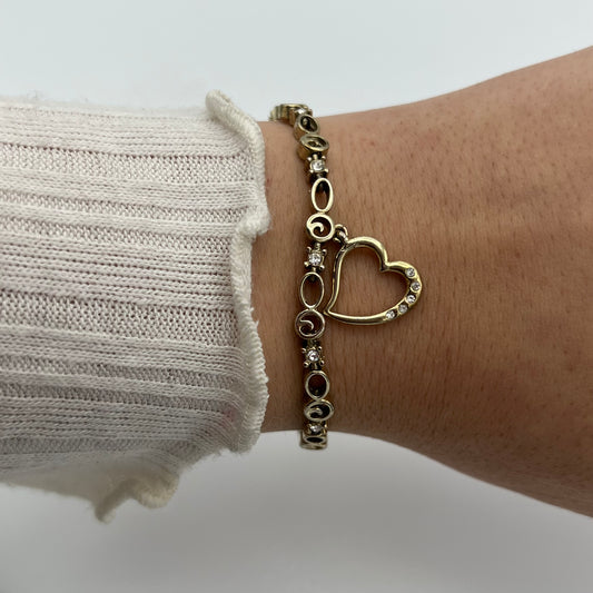 Cute Diamanté Bracelet with Heart Charm
