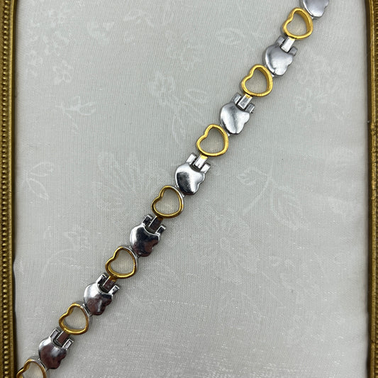 Two-Tone Heart Bracelet