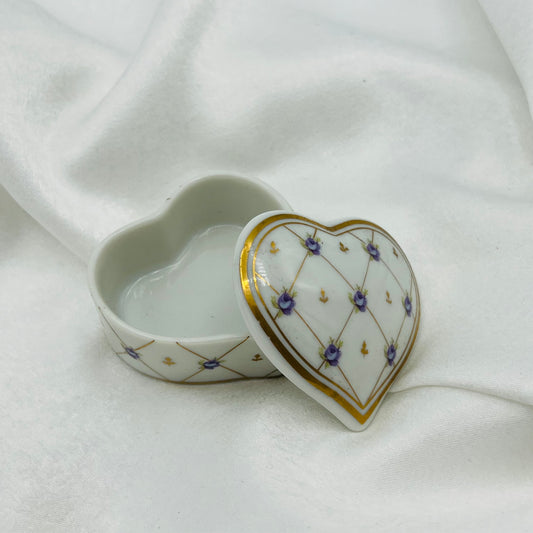 Purple Flower Heart Trinket Dish