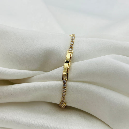 Pink Gemstone Gold-Toned Bracelet