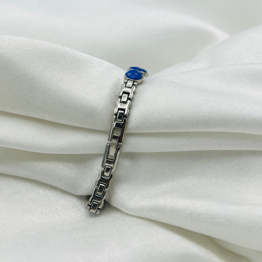 Blue Gemstone Watch with Mother of Pearl Dial