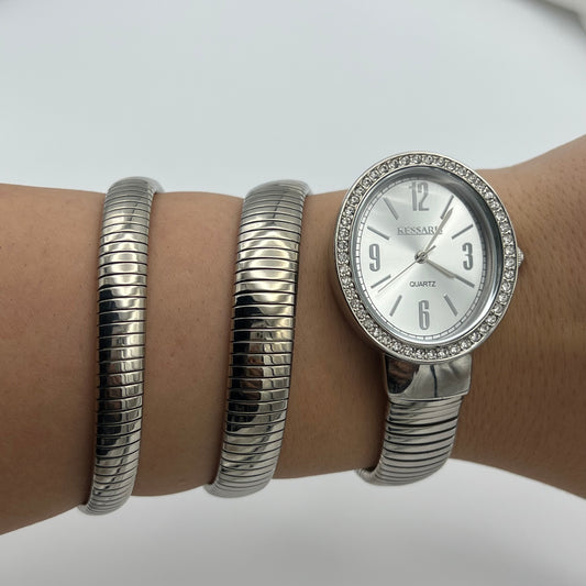 Silver-Toned Wrap Watch Similar to the Bvlgari Serpenti Watch Price: ~$7,000