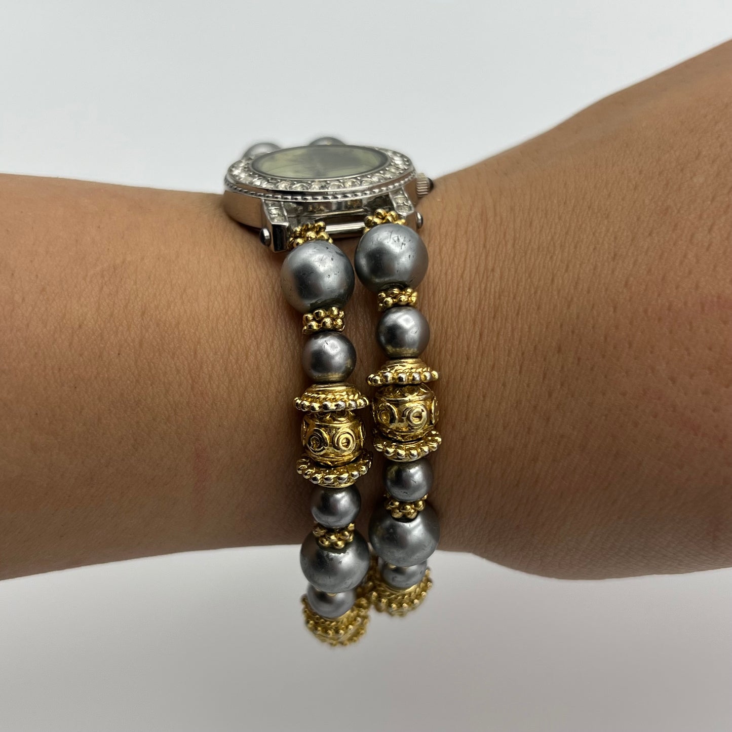 Gray Pearly Two-Toned Watch