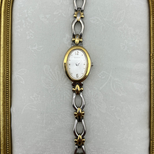 Petite Guess Oval Two-Tone Watch