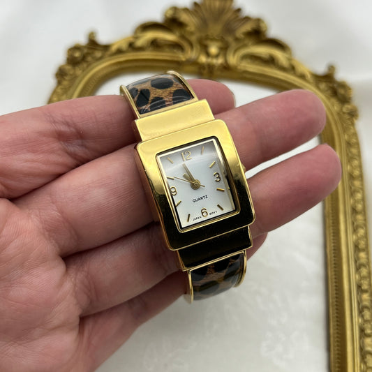 Cheetah Print Gold-Tone Watch