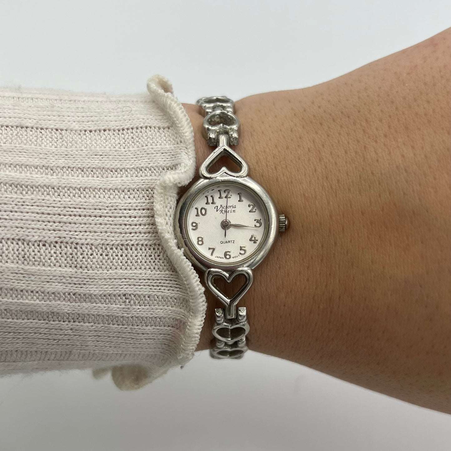 Silver-Toned Heart Strap Watch