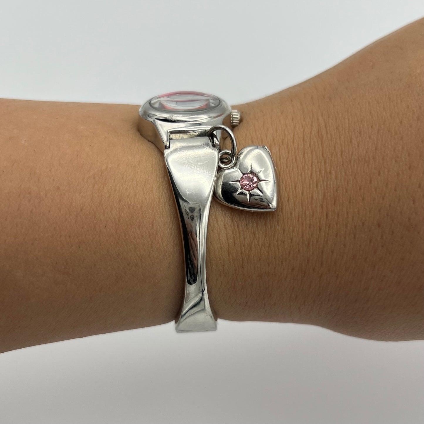 Pink Dial with Heart Charm Watch