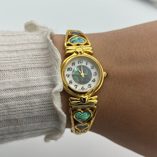 Wrangler Gold-Toned Abalone Heart Watch