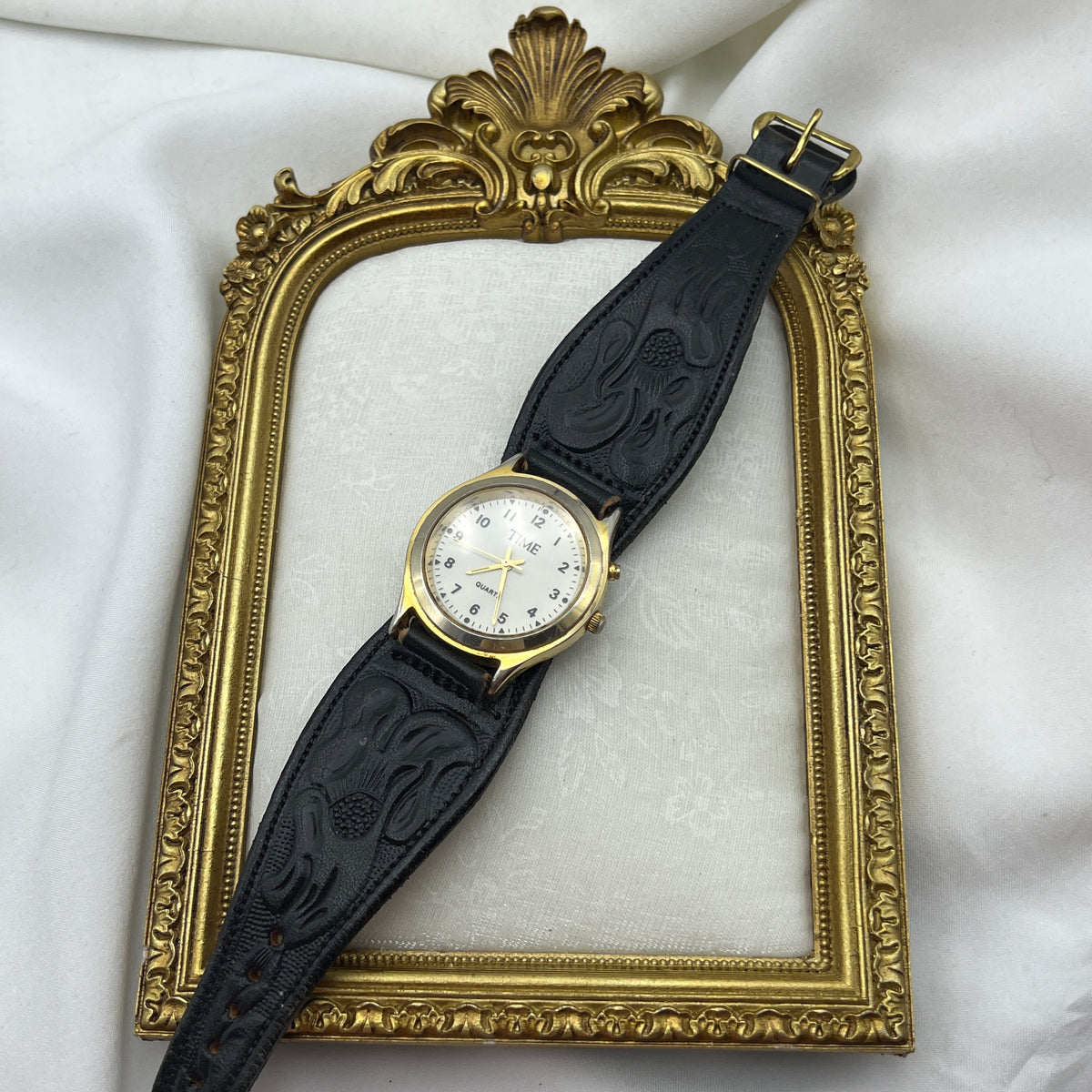 Embossed Leather Gold-Tone Watch