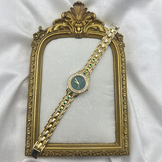 Forest Green Dial & Diamanté Watch