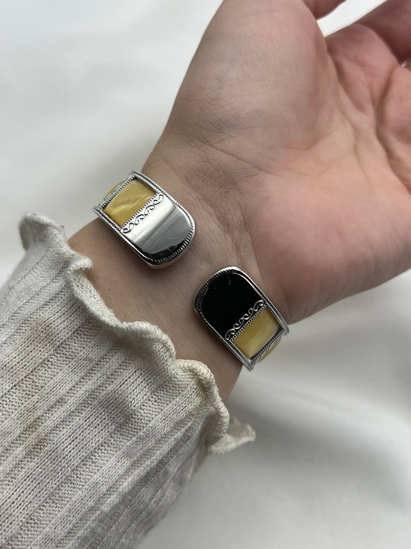 Yellow Inlay Accent Cuff Watch