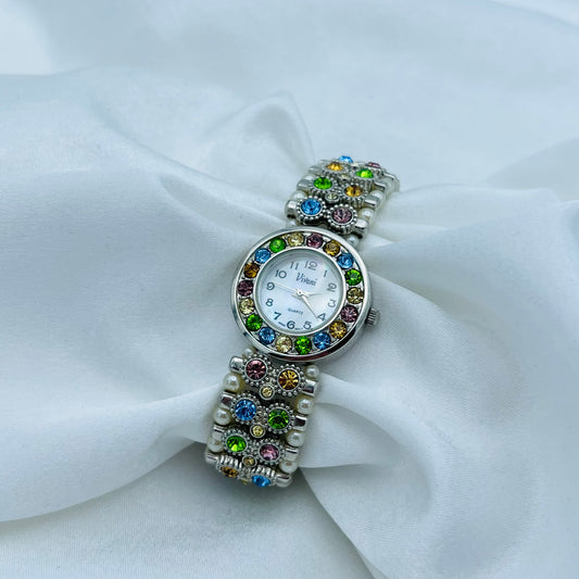 Pearls & Multi-Colored Gemstone Watch