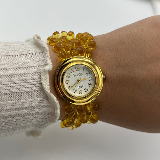 Yellow Beaded Watch