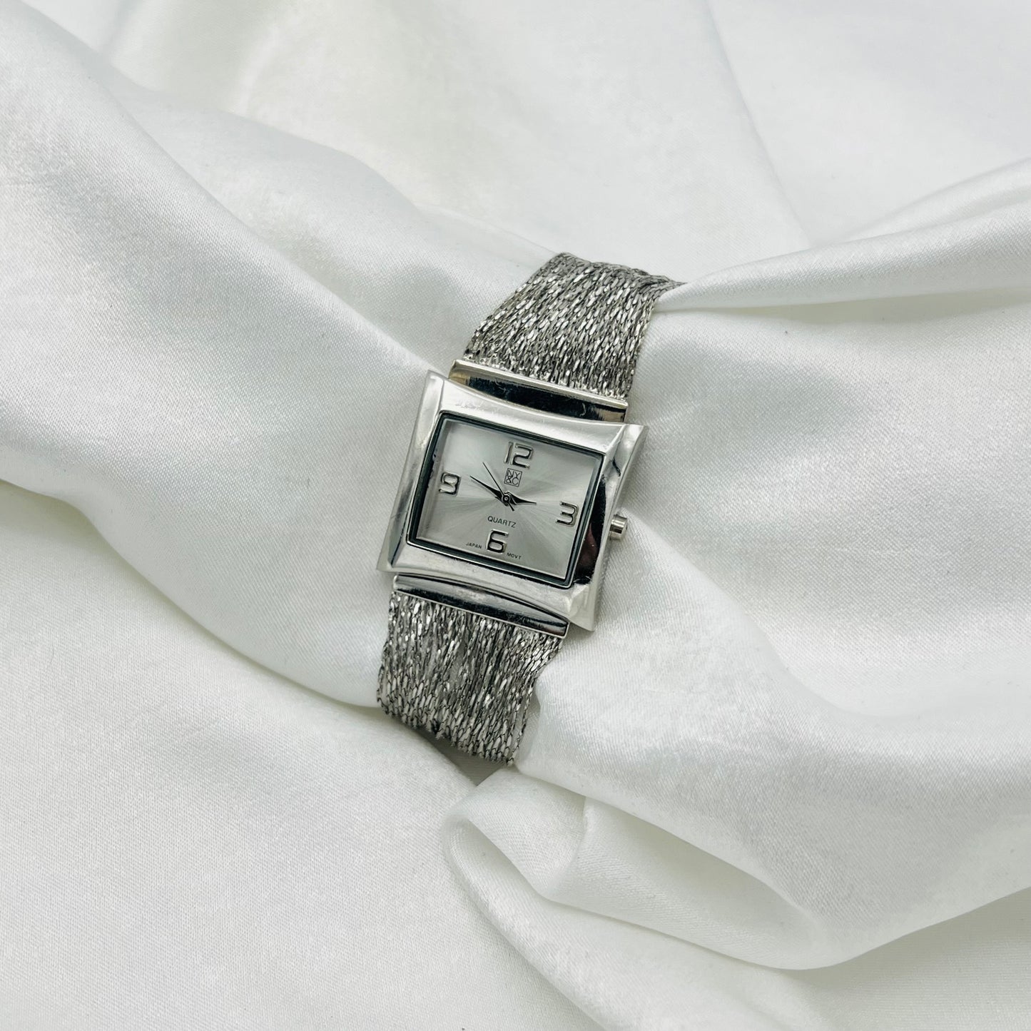 Silver-Toned Watch with Multi-Thread Strap