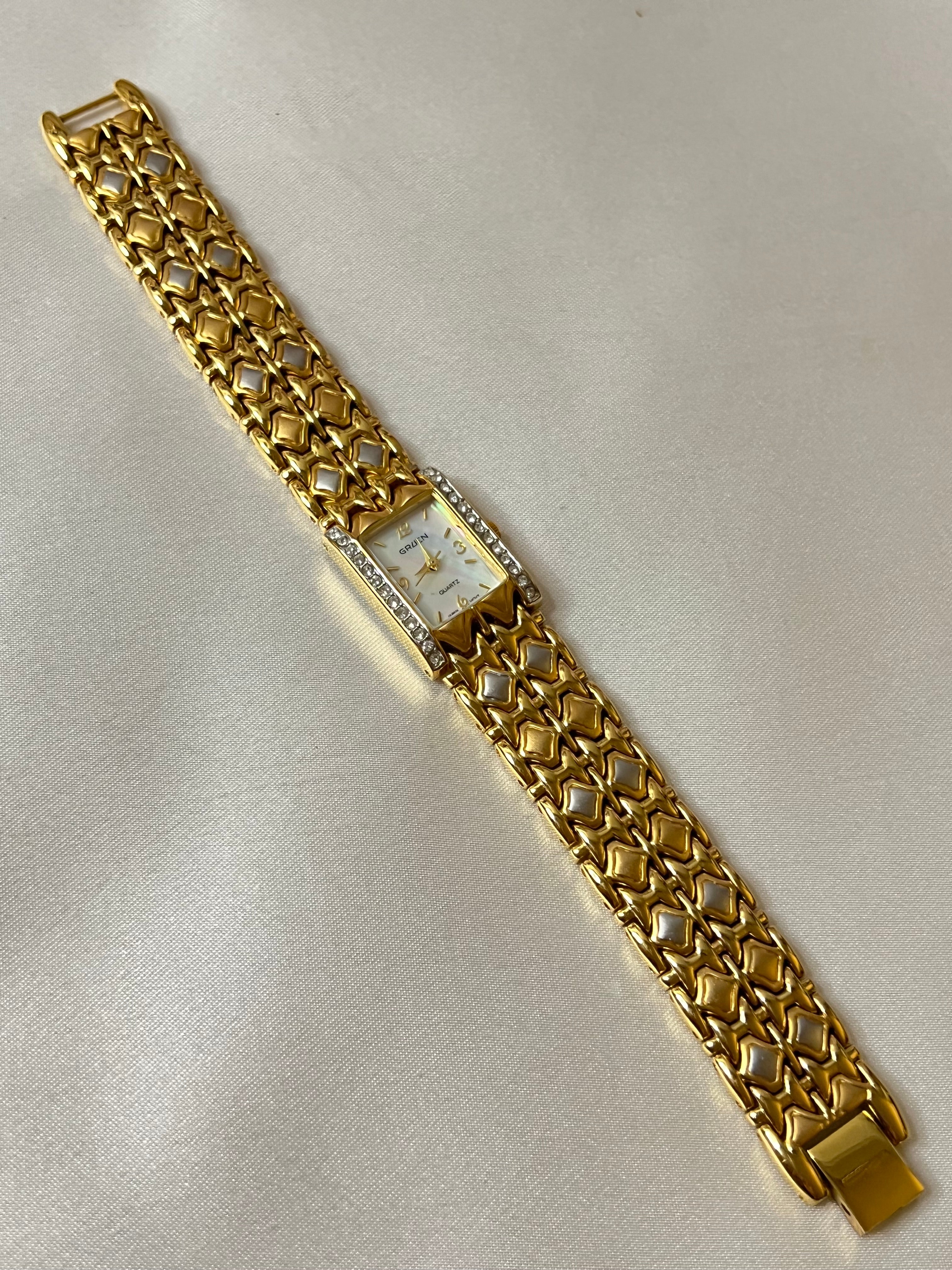 💛 Gruen Gold Watch with Mother of Pearl Dial
