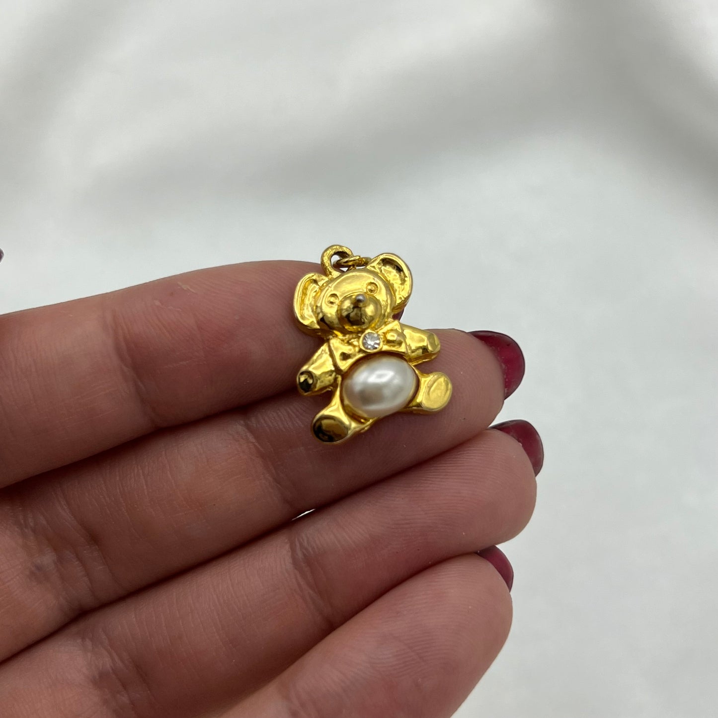Teddy Bear Pearl Charm