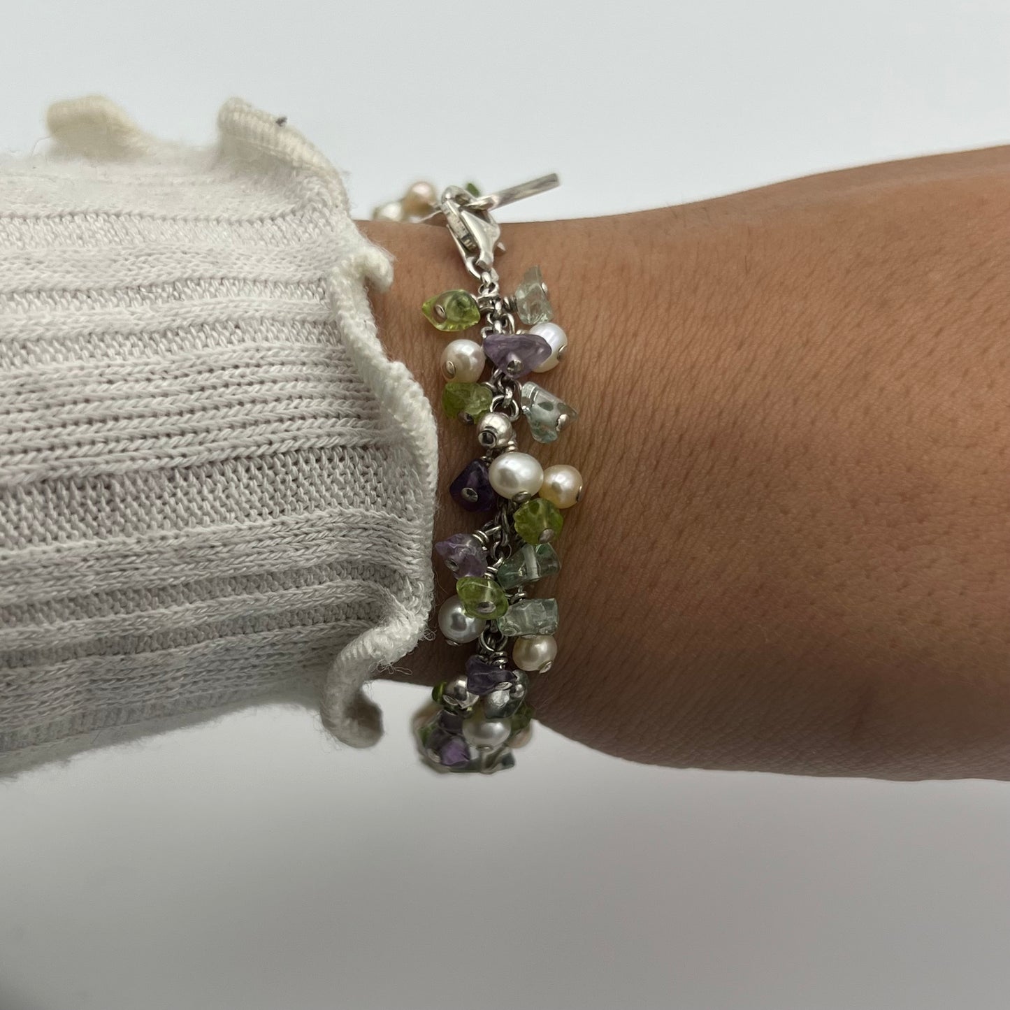 Gemmed Silver-Toned Bracelet