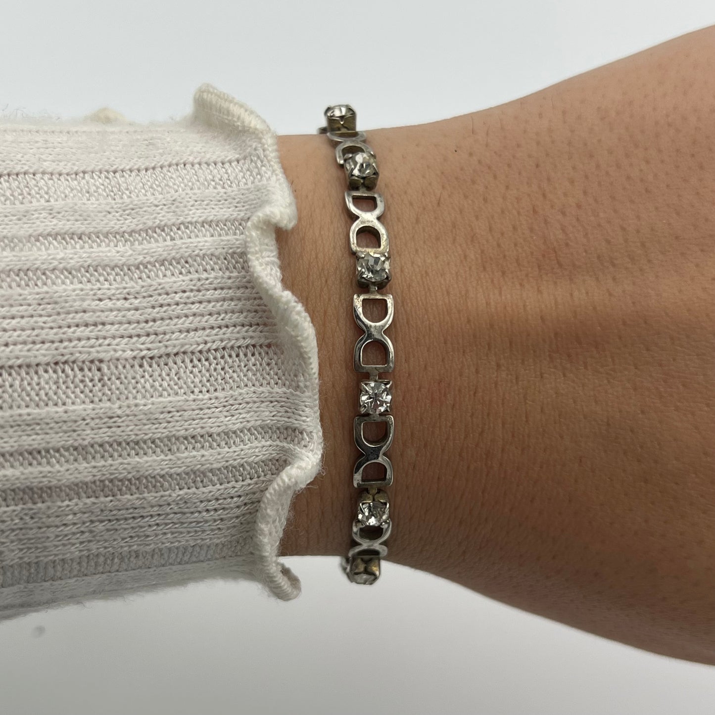 Silver-Toned Diamanté Bracelet