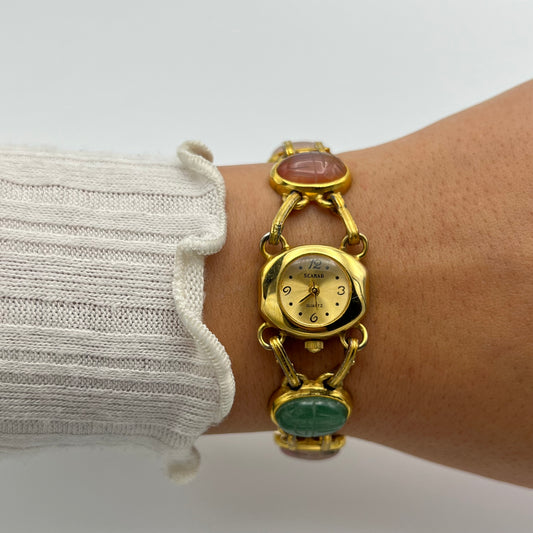 ❤️ Gold-Toned Scarab Watch