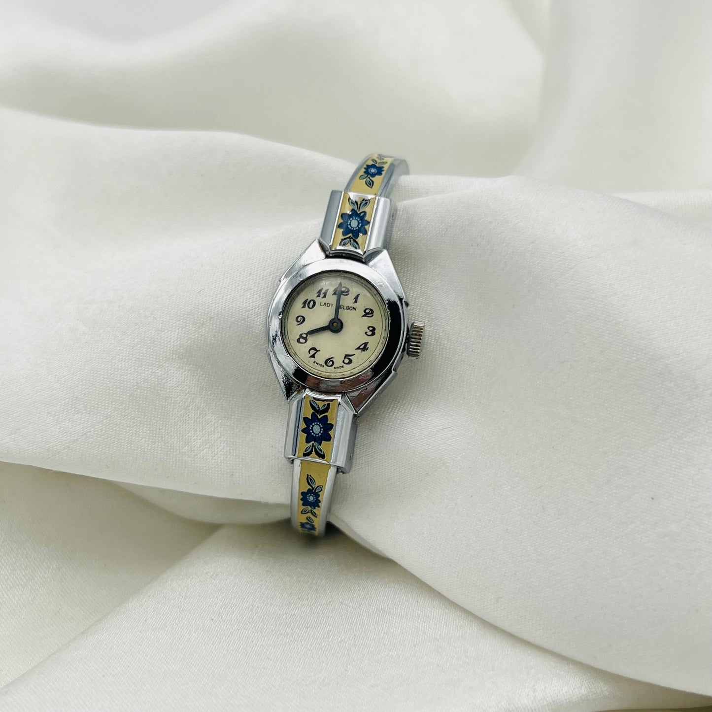 RARE Swiss Blue Flowers Watch