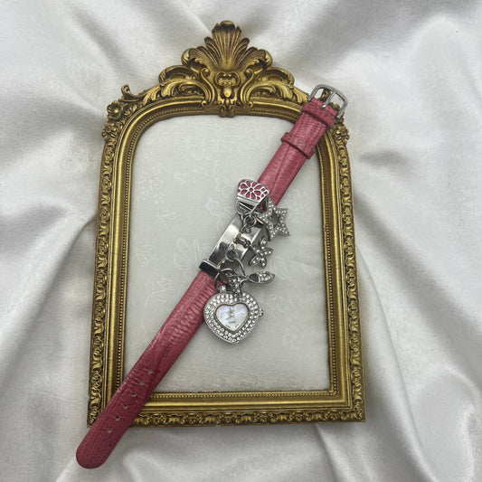 Adorable Heart Charm Red Leather Watch