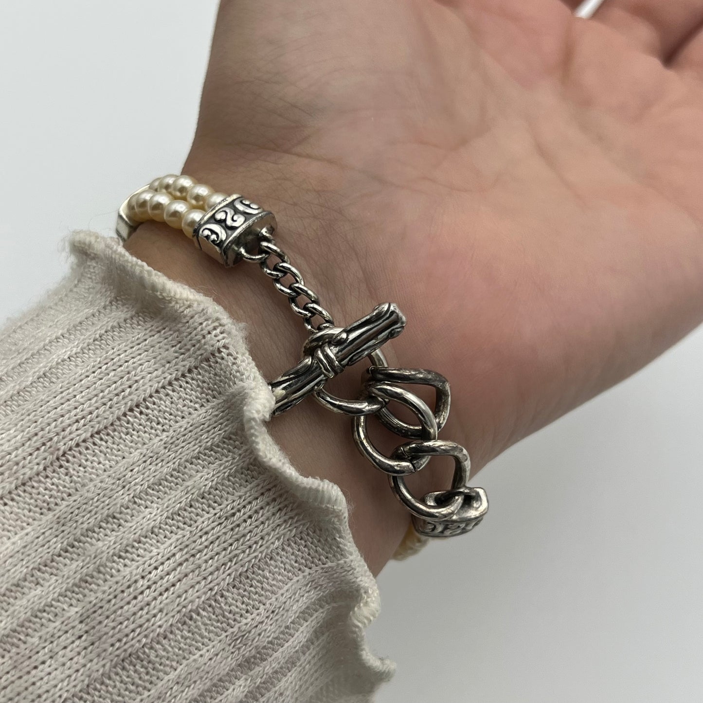 Silver-Toned Pearl Watch