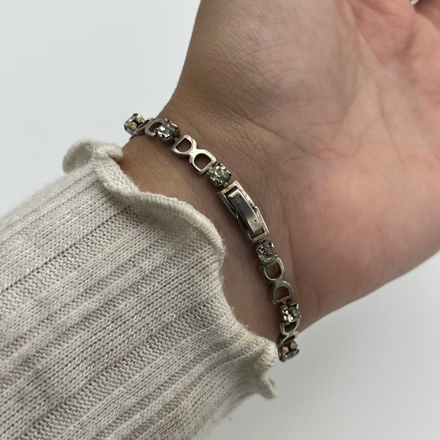 Silver-Toned Diamanté Bracelet