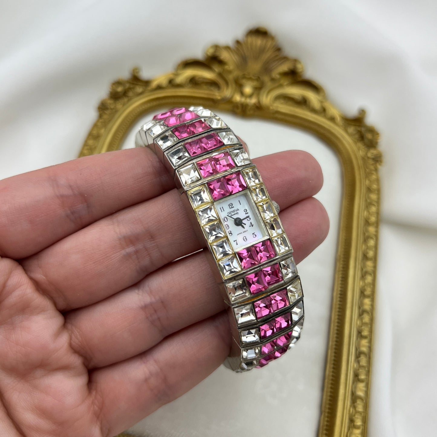 Pink Diamanté Bangle Watch