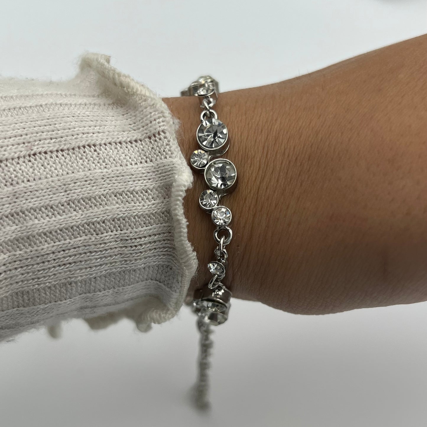 Diamanté Silver-Toned Bracelet