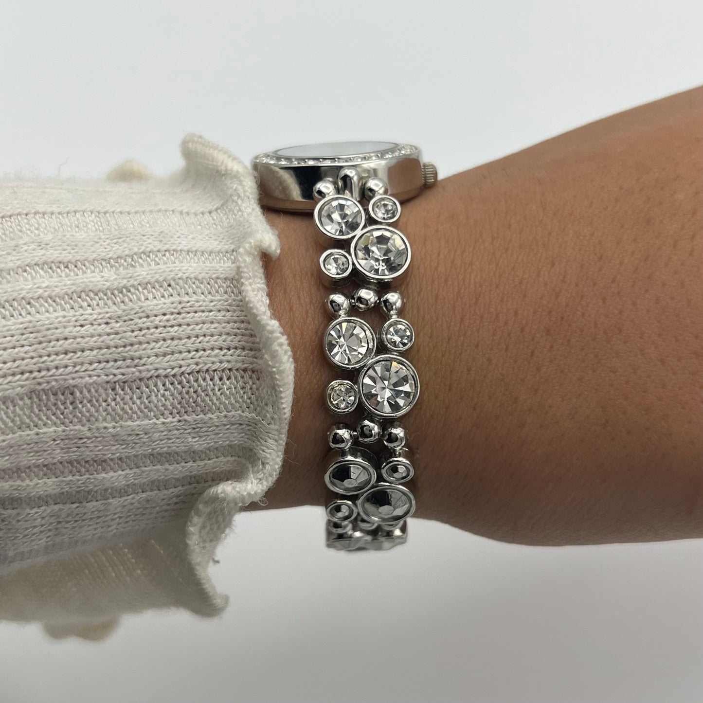 Diamanté Silver-Toned Watch