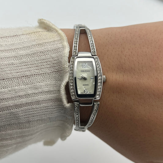 Silver-Toned Diamanté Watch