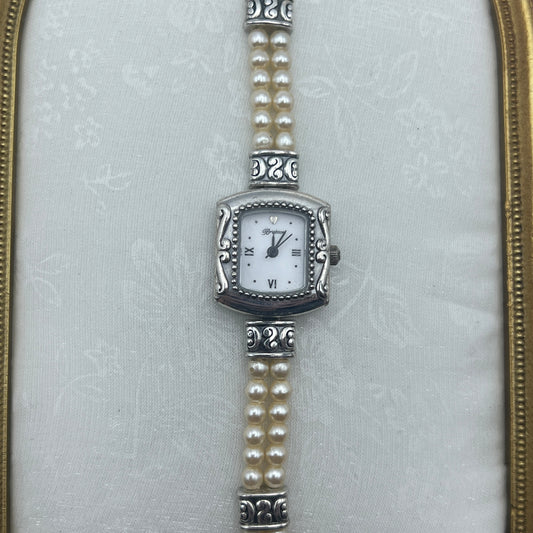 Stunning Silver-Toned Pearl Bracelet Watch