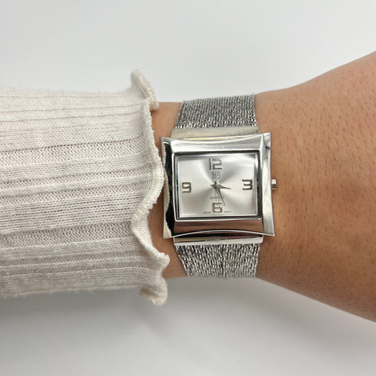Silver-Toned Watch with Multi-Thread Strap