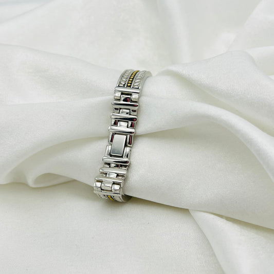 Two-Toned Watch with Mother of Pearl Dial