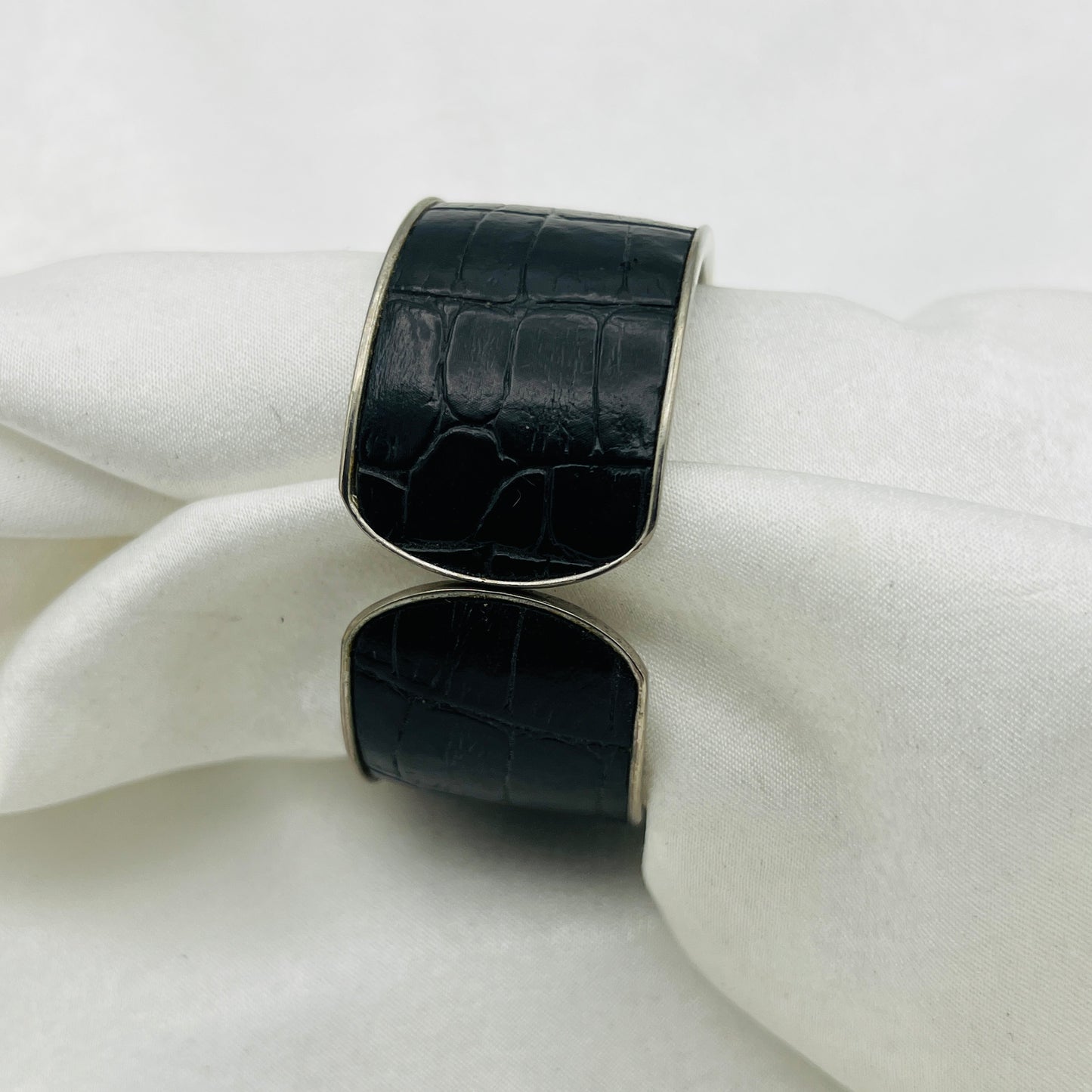 Retro Black Leather Cuff Watch
