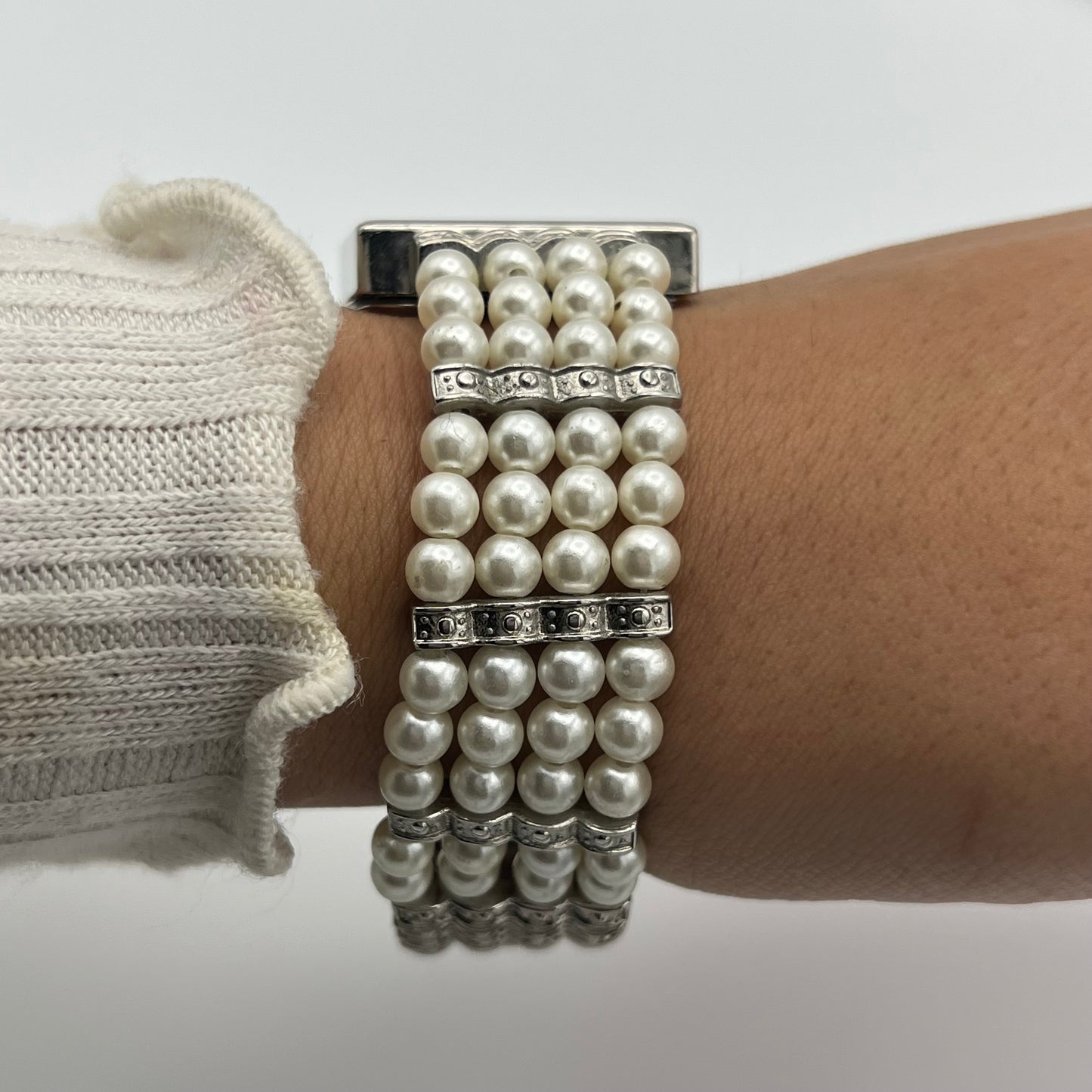 Silver-Toned Pearl Watch
