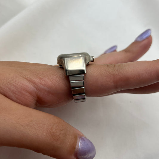 Silver-Tone Ring Watch