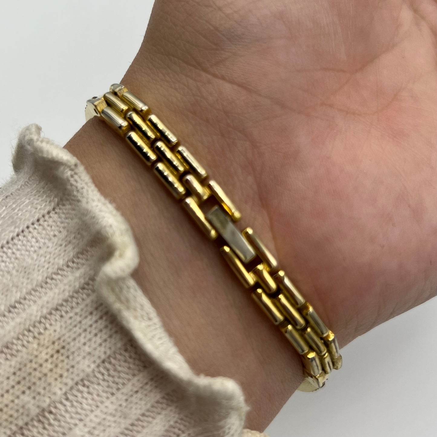 Dainty Gold-Toned Diamanté Watch with Champagne Dial