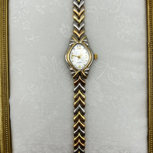 Elegant Leaf Two-Tone Watch