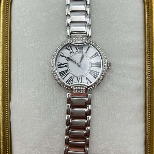 Silver-Tone Pave Watch