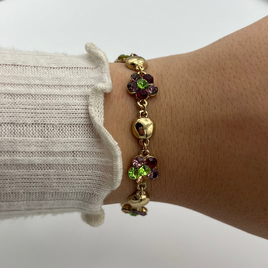 Colorful Gemstone Flower Bracelet