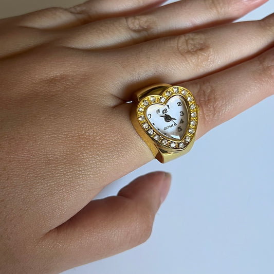 💛 Gold-Toned Heart Watch Ring